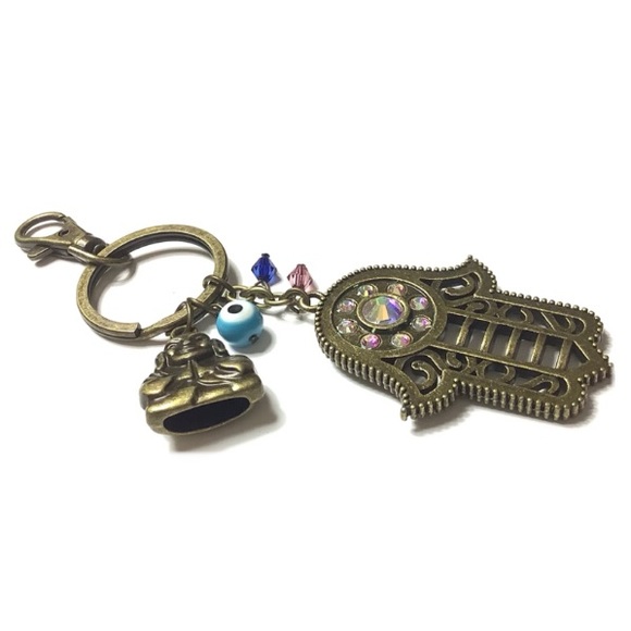 Hamsa, Evil Eye, Buddha Keychain / Bag Charm - Picture 2 of 4